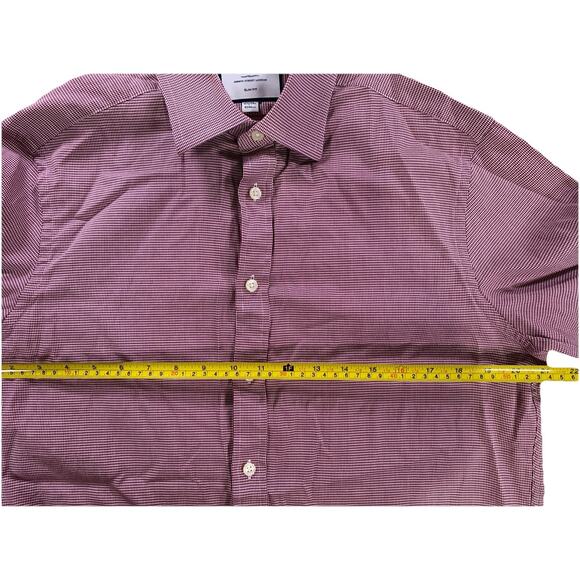 Charles Tyrwhitt Shirt Men's Large Slim Fit Maroon Button Up Collared Classic - Picture 4 of 14